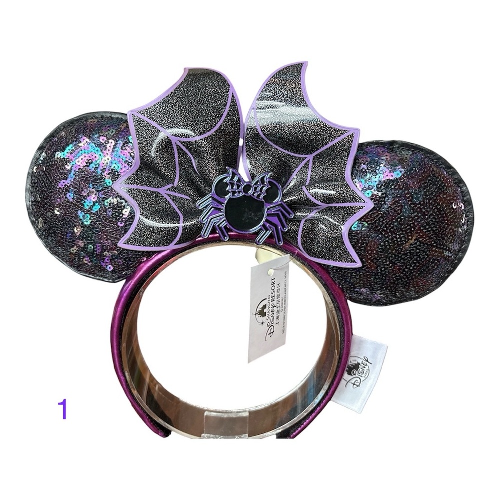 Disney Minnie Mouse Loungefly Exclusive Spiderweb Sequin Ear Headband NWT 1